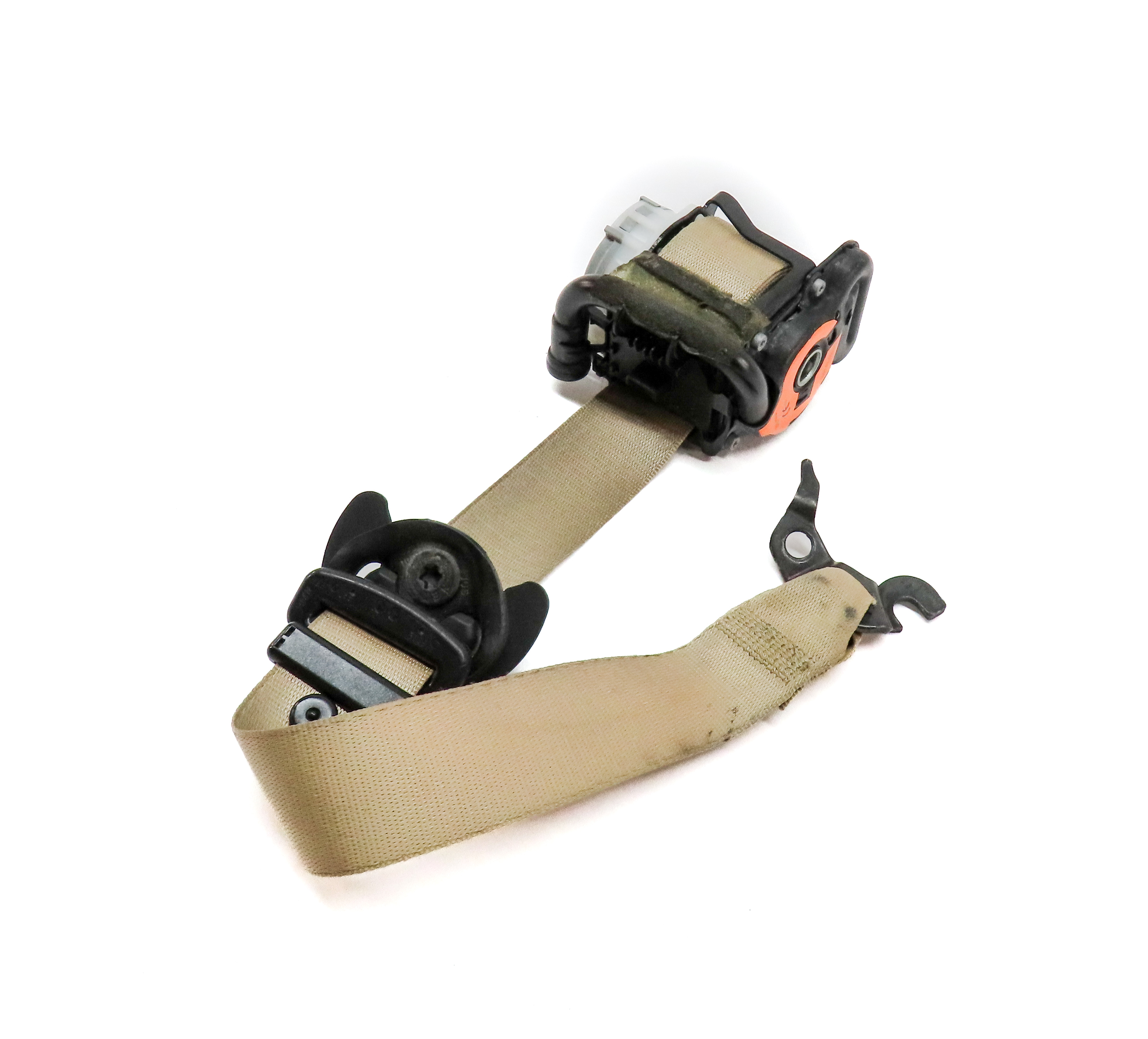 11-18 BMW X3 X4 (F25 F26) FRONT LEFT DRIVER SEATBELT BUCKLE RETRACTOR (BEIGE) — exact item pictured